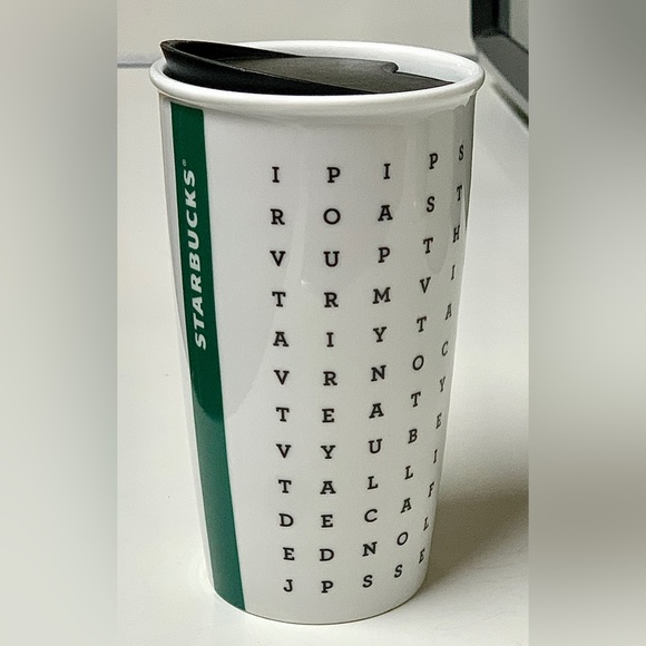 2016 Limited Edition 12 oz STARBUCKS COFFEE Word Search Eye Chart Travel Mug - Picture 8 of 16